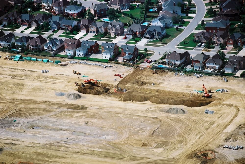 Aerial view of a residential land development